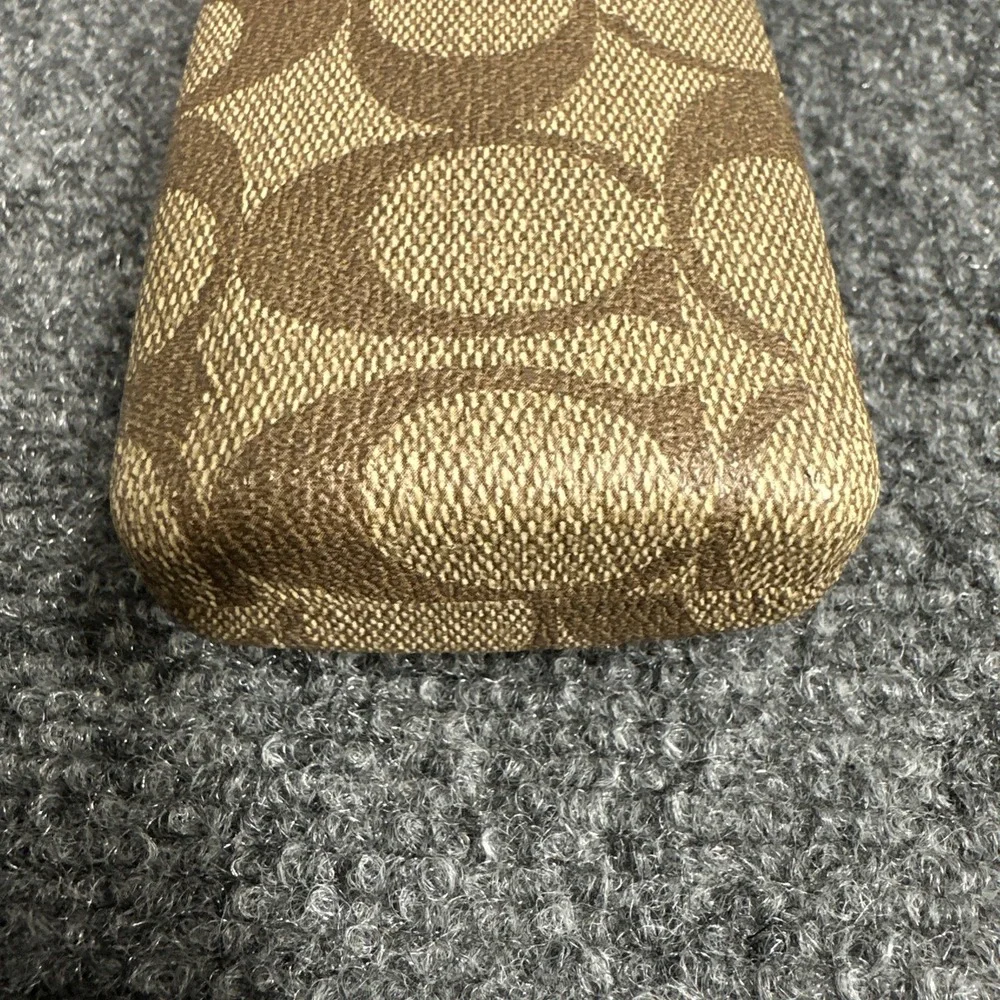Coach Signature Monogram Eyeglass Case Hard Shell Brown Khaki Sunglasses